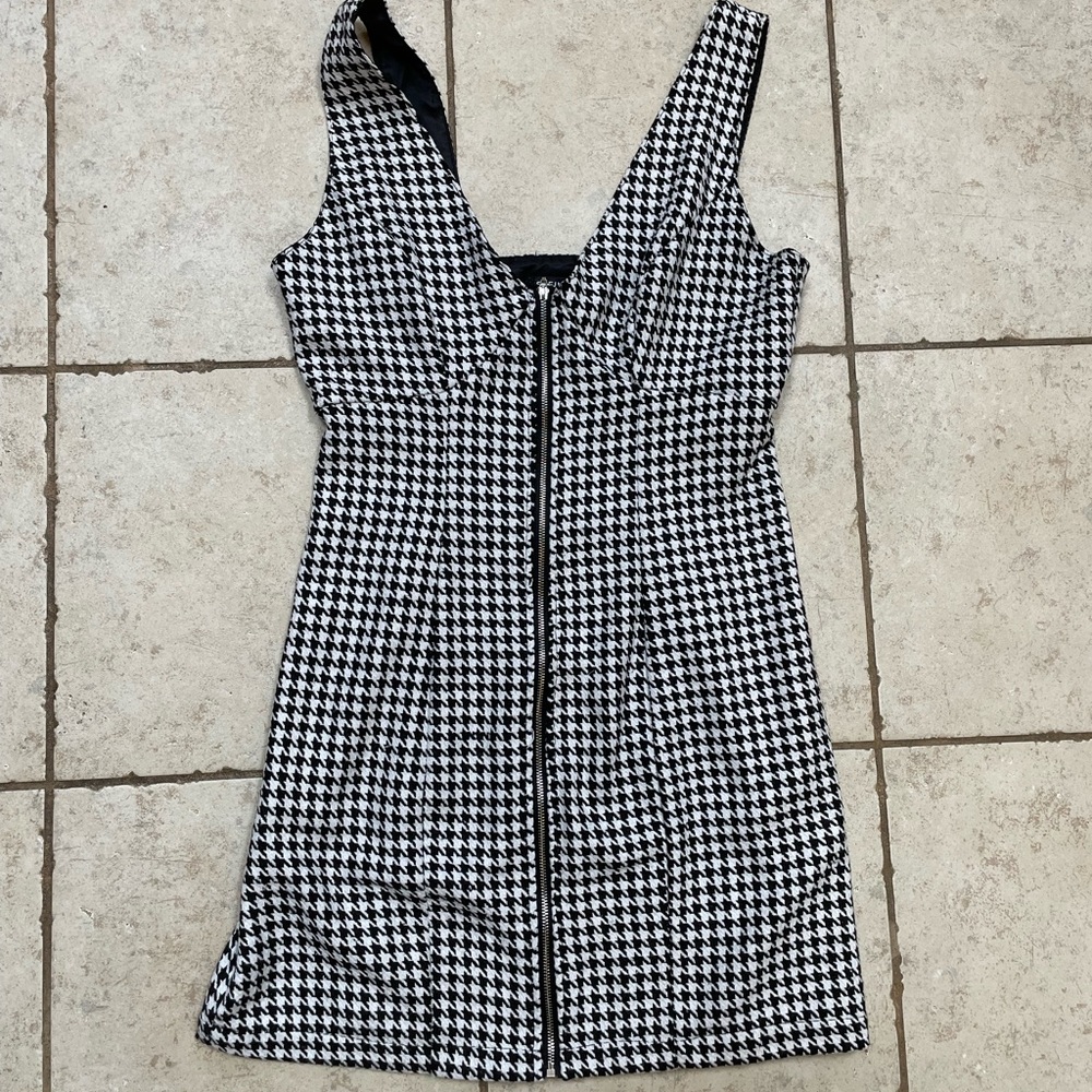 Zipper Gingham Dress